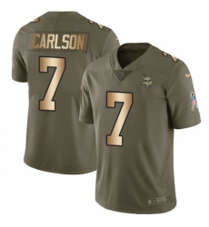 Youth Nike Minnesota Vikings #7 Daniel Carlson Limited Olive/Gold 2017 Salute to Service NFL Jersey