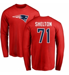 NFL Nike New England Patriots #71 Danny Shelton Red Name & Number Logo Long Sleeve T-Shirt
