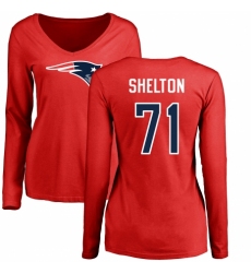 NFL Women's Nike New England Patriots #71 Danny Shelton Red Name & Number Logo Slim Fit Long Sleeve T-Shirt