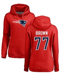 NFL Women's Nike New England Patriots #77 Trent Brown Red Name & Number Logo Pullover Hoodie