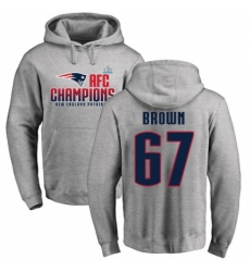 Nike New England Patriots #67 Trent Brown Heather Gray 2017 AFC Champions Pullover Hoodie