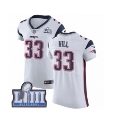 Men's Nike New England Patriots #33 Jeremy Hill White Vapor Untouchable Elite Player Super Bowl LIII Bound NFL Jersey