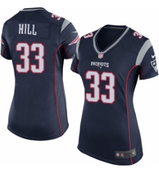 Women's Nike New England Patriots #33 Jeremy Hill Game Navy Blue Team Color NFL Jersey