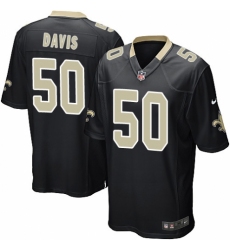 Men's Nike New Orleans Saints #50 DeMario Davis Game Black Team Color NFL Jersey
