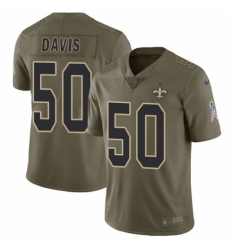 Men's Nike New Orleans Saints #50 DeMario Davis Limited Olive 2017 Salute to Service NFL Jersey
