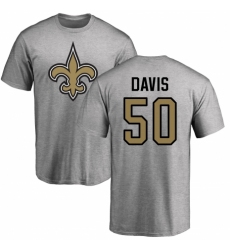 NFL Nike New Orleans Saints #50 DeMario Davis Ash Name & Number Logo T-Shirt