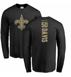 NFL Nike New Orleans Saints #50 DeMario Davis Black Backer Long Sleeve T-Shirt