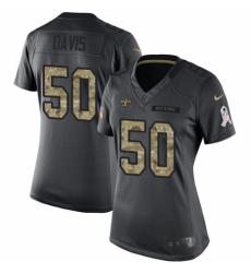 Women's Nike New Orleans Saints #50 DeMario Davis Limited Black 2016 Salute to Service NFL Jersey