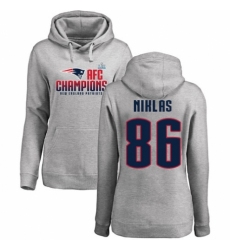 Women's Nike New England Patriots #86 Troy Niklas Heather Gray 2017 AFC Champions Pullover Hoodie