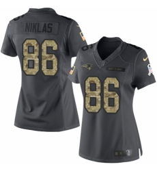 Women's Nike New England Patriots #86 Troy Niklas Limited Black 2016 Salute to Service NFL Jersey