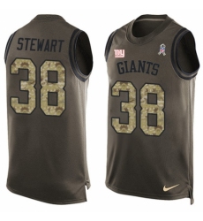 Men's Nike New York Giants #38 Jonathan Stewart Limited Green Salute to Service Tank Top NFL Jersey