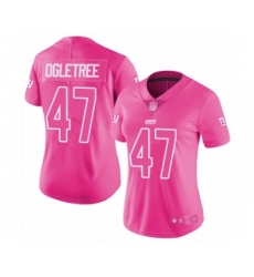 Women's New York Giants #47 Alec Ogletree Limited Pink Rush Fashion Football Jersey