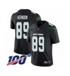 Men's New York Jets #89 Chris Herndon Black Alternate Vapor Untouchable Limited Player 100th Season Football Jersey