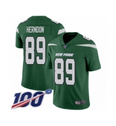 Men's New York Jets #89 Chris Herndon Green Team Color Vapor Untouchable Limited Player 100th Season Football Jersey