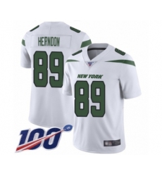 Men's New York Jets #89 Chris Herndon White Vapor Untouchable Limited Player 100th Season Football Jersey