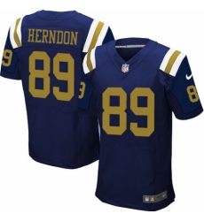Men's Nike New York Jets #89 Chris Herndon Elite Navy Blue Alternate NFL Jersey