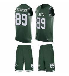 Men's Nike New York Jets #89 Chris Herndon Limited Green Tank Top Suit NFL Jersey