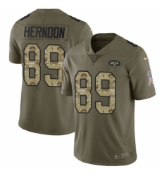 Men's Nike New York Jets #89 Chris Herndon Limited Olive/Camo 2017 Salute to Service NFL Jersey