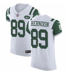 Men's Nike New York Jets #89 Chris Herndon White Vapor Untouchable Elite Player NFL Jersey