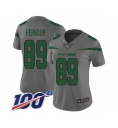 Women's New York Jets #89 Chris Herndon Limited Gray Inverted Legend 100th Season Football Jersey