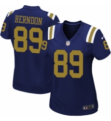 Women's Nike New York Jets #89 Chris Herndon Elite Navy Blue Alternate NFL Jersey
