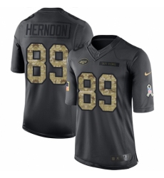 Women's Nike New York Jets #89 Chris Herndon Limited Black 2016 Salute to Service NFL Jersey