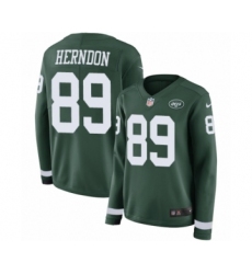 Women's Nike New York Jets #89 Chris Herndon Limited Green Therma Long Sleeve NFL Jersey