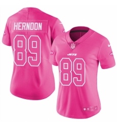Women's Nike New York Jets #89 Chris Herndon Limited Pink Rush Fashion NFL Jersey