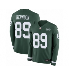 Youth Nike New York Jets #89 Chris Herndon Limited Green Therma Long Sleeve NFL Jersey