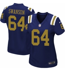 Women's Nike New York Jets #64 Travis Swanson Elite Navy Blue Alternate NFL Jersey
