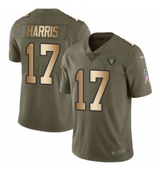 Youth Nike Oakland Raiders #17 Dwayne Harris Limited Olive/Gold 2017 Salute to Service NFL Jersey