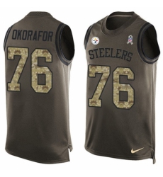 Men's Nike Pittsburgh Steelers #76 Chukwuma Okorafor Limited Green Salute to Service Tank Top NFL Jersey