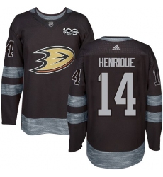 Men's Adidas Anaheim Ducks #14 Adam Henrique Authentic Black 1917-2017 100th Anniversary NHL Jersey