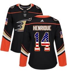 Women's Adidas Anaheim Ducks #14 Adam Henrique Authentic Black USA Flag Fashion NHL Jersey