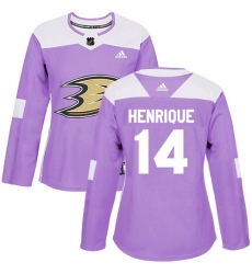 Women's Adidas Anaheim Ducks #14 Adam Henrique Authentic Purple Fights Cancer Practice NHL Jersey