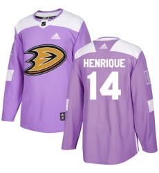 Youth Adidas Anaheim Ducks #14 Adam Henrique Authentic Purple Fights Cancer Practice NHL Jersey