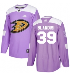 Men's Adidas Anaheim Ducks #39 Joseph Blandisi Authentic Purple Fights Cancer Practice NHL Jersey