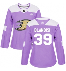Women's Adidas Anaheim Ducks #39 Joseph Blandisi Authentic Purple Fights Cancer Practice NHL Jersey