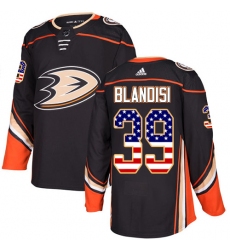 Youth Adidas Anaheim Ducks #39 Joseph Blandisi Authentic Black USA Flag Fashion NHL Jersey