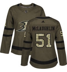 Women's Adidas Anaheim Ducks #51 Blake McLaughlin Authentic Green Salute to Service NHL Jersey