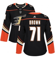 Women's Adidas Anaheim Ducks #71 J.T. Brown Authentic Black Home NHL Jersey