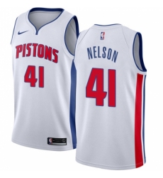 Men's Nike Detroit Pistons #41 Jameer Nelson Authentic White NBA Jersey - Association Edition