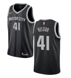 Men's Nike Detroit Pistons #41 Jameer Nelson Swingman Black NBA Jersey - City Edition