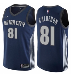 Youth Nike Detroit Pistons #81 Jose Calderon Swingman Navy Blue NBA Jersey - City Edition