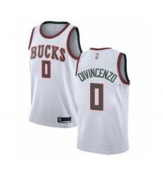 Men's Milwaukee Bucks #0 Donte DiVincenzo Authentic White Fashion Hardwood Classics Basketball Jersey