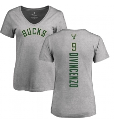NBA Women's Nike Milwaukee Bucks #9 Donte DiVincenzo Ash Backer T-Shirt