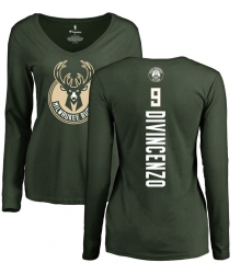 NBA Women's Nike Milwaukee Bucks #9 Donte DiVincenzo Green Backer Long Sleeve T-Shirt