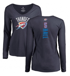 NBA Women's Nike Oklahoma City Thunder #5 Devon Hall Navy Blue Backer Long Sleeve T-Shirt