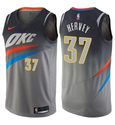 Men's Nike Oklahoma City Thunder #37 Kevin Hervey Swingman Gray NBA Jersey - City Edition