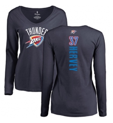 NBA Women's Nike Oklahoma City Thunder #37 Kevin Hervey Navy Blue Backer Long Sleeve T-Shirt